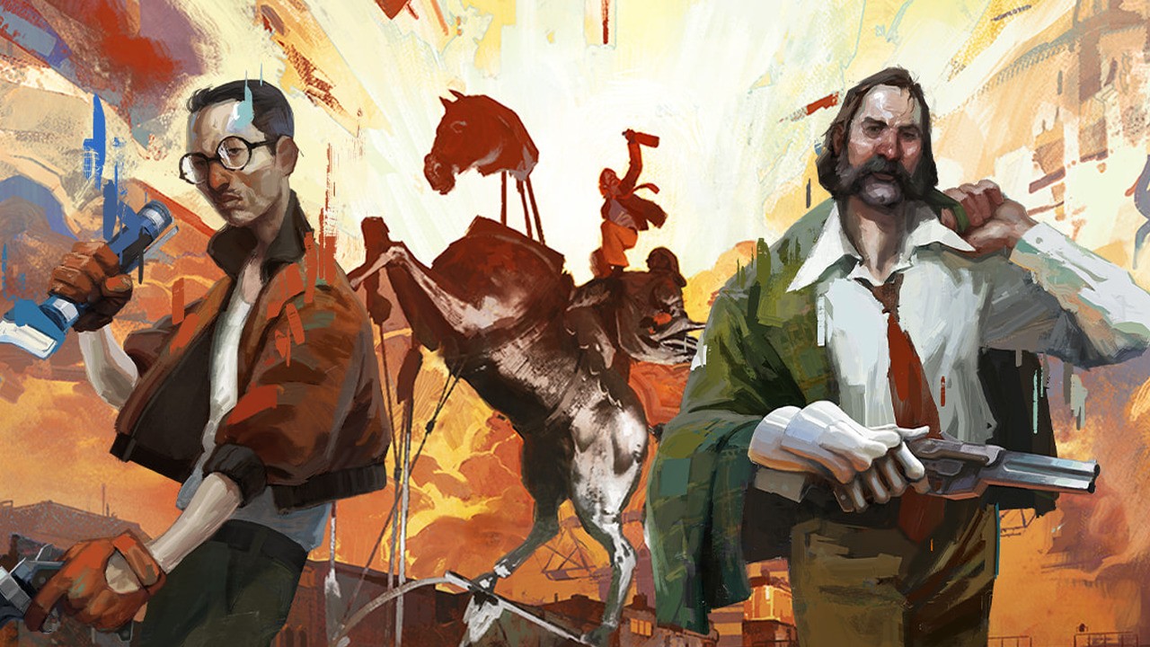 Scene from Disco Elysium showing two men in a dramatic setting